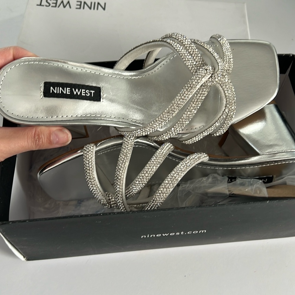 sparkly Nine West block heel slide size 6